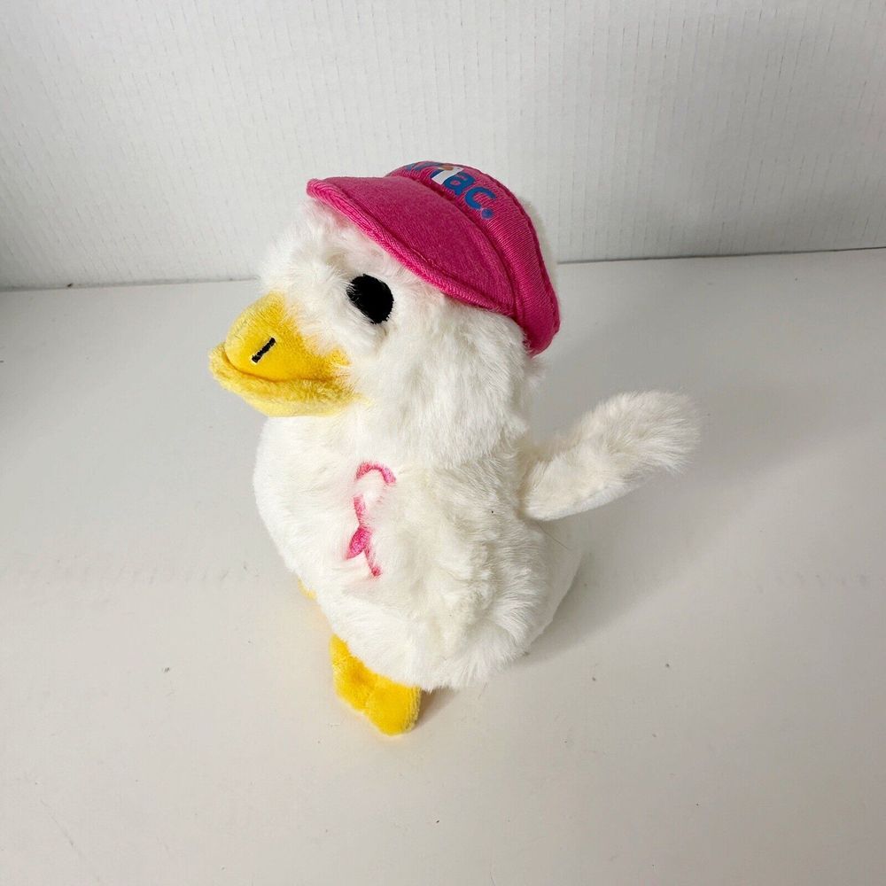 Aflac Talking Duck Plush Pink Hat Breast Cancer Ribbon Pompoms 5.5 Inch Works 2‎